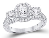 1.50 Carat (ctw G-H, I1-I2) Emerald-Cut Diamond Engagement Ring in 14K White Gold